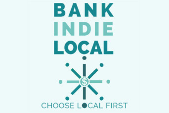 LLL slide that reads "bank indie local"